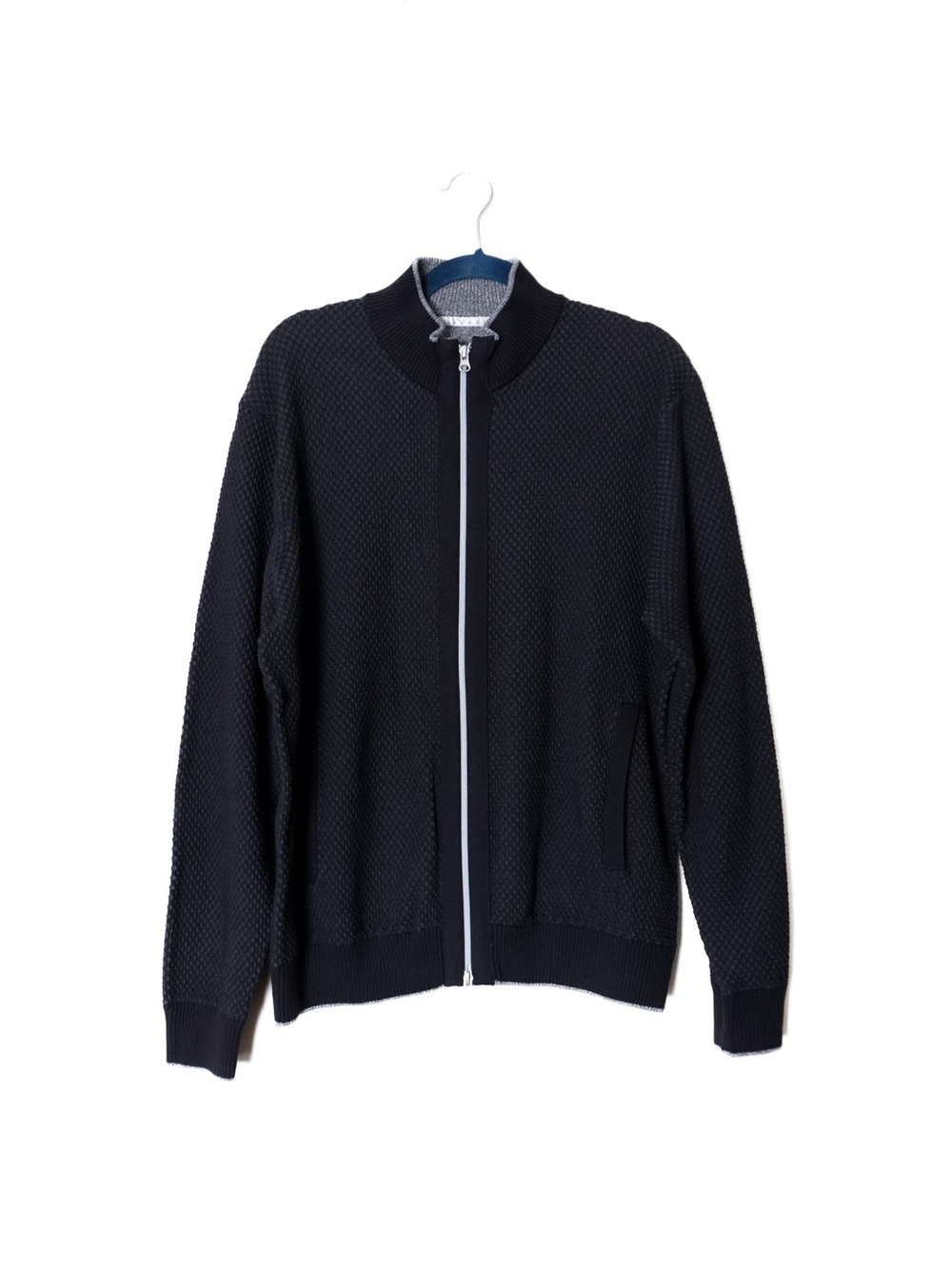 NWT Robert Graham Buzz Waffle Knit Black Zip Jacket Style RF228028CF Mock Neck